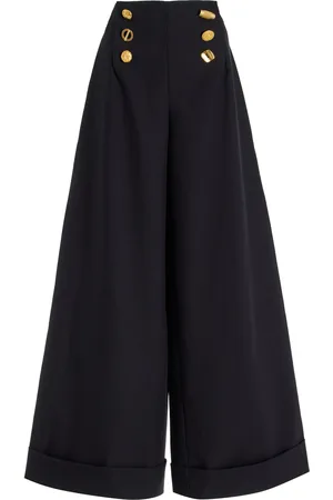 FRANCOISE Exclusive Bijou Cotton High-Waist Wide-Leg Pants, , FR 40