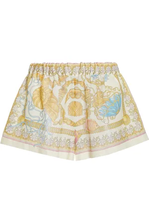 VERSACE La Vacanza Printed Cotton Voile Shorts, , IT 44