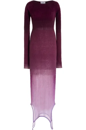 The Attico Garter-Detailed Ombré-Knit Midi Dress, , IT 36