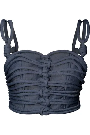 Andres Otalora Redes Knotted Tencel Crop Top, , US 4