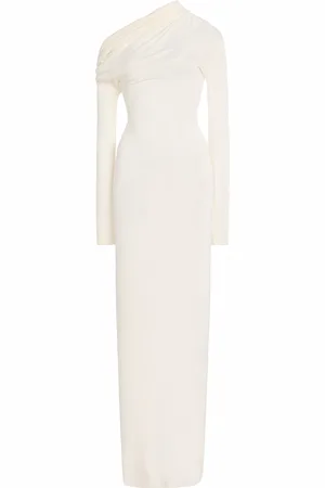 AYA MUSE Zenith Off-The-Shoulder Draped Silk-Blend Maxi Dress, , M