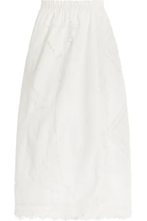 SEA Edith Cotton And Linen-Blend Midi Skirt, , XS
