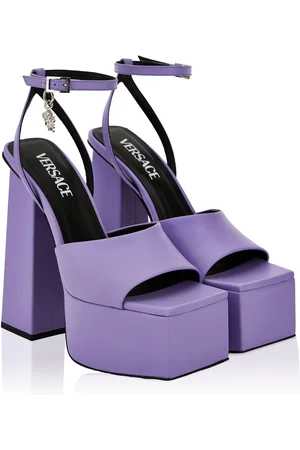 VERSACE Charm-Embellished Leather Platform Sandals, , IT 37.5