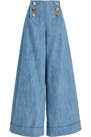 FRANCOISE Exclusive Bijou Denim High-Waist Wide-Leg Pants, , FR 42