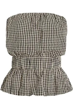POSSE Aurelia Strapless Gingham Cotton Top, , L
