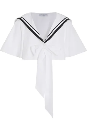 FRANCOISE Exclusive Coco Cropped Cotton Poplin Sailor Top, , FR 34
