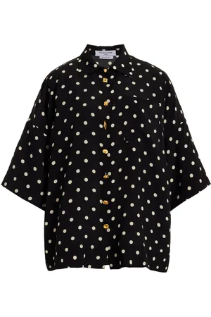 FRANCOISE Exclusive Zaoua Polka-Dot Deadstock-Silk Shirt, /white, FR 38