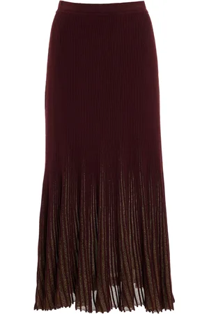 ULLA JOHNSON Vera Pleated Sunburst-Knit Midi Skirt, , S
