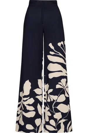 Andres Otalora Preferida Botanical Linen-Blend Wide-Leg Pants, , US 0