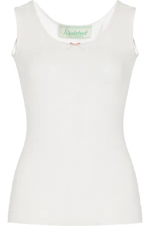 Wiederhoeft Bow-Embroidered Pointelle Cotton Tank Top, , US 0