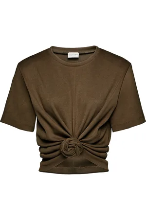 MAGDA BUTRYM Gathered Knot Stretch-Cotton T-Shirt, , FR 34