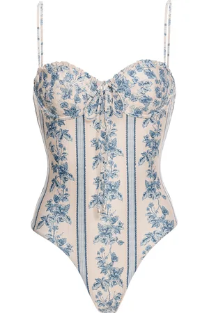 Agua by Agua Bendita Ebano Floral Bustier One-Piece Swimsuit, , XS
