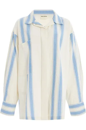 Zulu & Zephyr Striped Cotton-Linen Shirt, , US 2