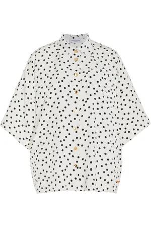 FRANCOISE Exclusive Zaoua Polka-Dot Silk Shirt, /white, FR 38