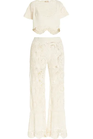 Akoia Swim Bunga Crocheted Cotton Pants and Top Set, , XS