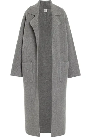Totême Ribbed-Knit Wool-Blend Cardigan Coat, , XS