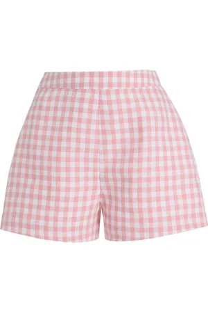 POSSE Exclusive Riviera Perri Checked Linen Shorts, , XS