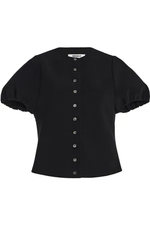 Birrot Exclusive Lay3 Puff-Sleeve Bonded-Crepe Top, , 1