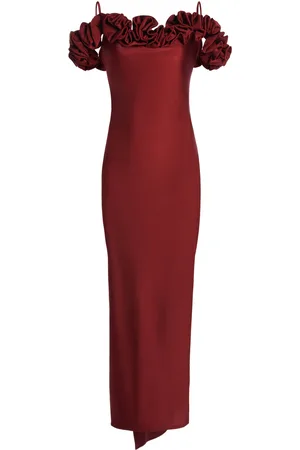 COPERNI Rosette-Detailed Off-The-Shoulder Satin Maxi Dress, , XS