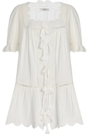 SEA Mae Eyelet Cotton Mini Coverup Dress, , L
