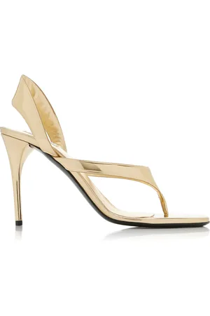 Alaïa Infradito Metallic Leather Sandals, , IT 37