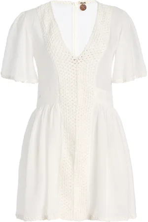 Akoia Swim Exclusive Riviera Embroidered Cotton-Blend Mini Dress, , XS