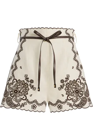 ZIMMERMANN Ascension Embroidered Linen Shorts, , 0P