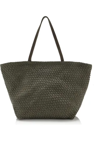 St Agni Exclusive Large Woven Leather Trapeze Tote Bag, , OS