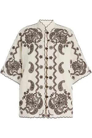 ZIMMERMANN Ascension Embroidered Linen Shirt, , 0P
