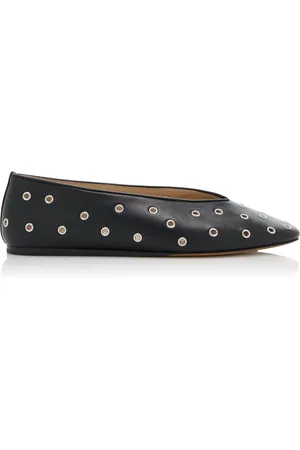 Le Monde Beryl Regency Eyelet-Studded Leather Ballet Flats, , IT 37.5