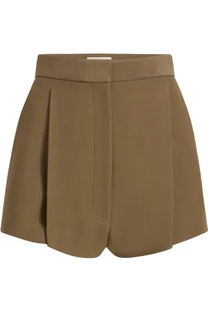 Khaite Calman Pleated Woven Shorts, , US 10