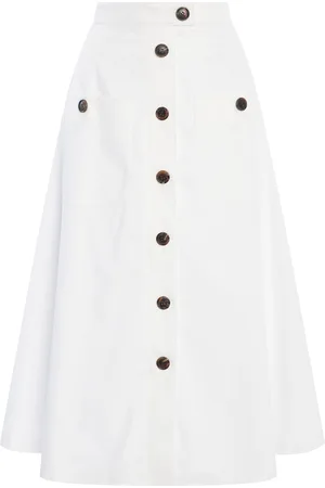 Carolina Herrera Buttoned Stretch-Cotton Midi Skirt, , US 6