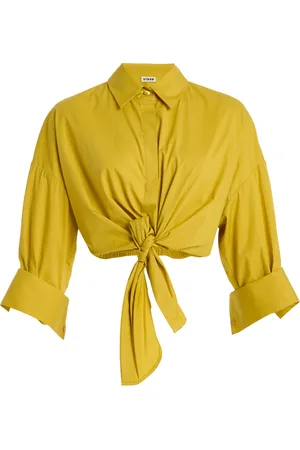 Staud Lisa Cropped Cotton Tie-Front Shirt, , S