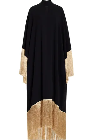 FRANCOISE Exclusive Farrah Fringed Deadstock Crepe Caftan, , FR 36