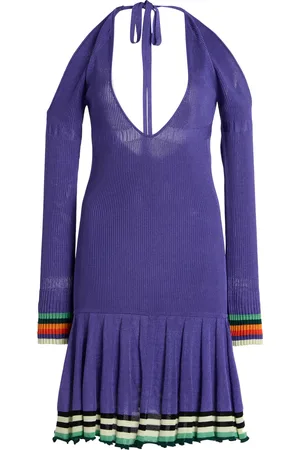 Christopher John Rogers Exclusive Riviera Cold-Shoulder Ribbed-Knit Mini Dress, , XS