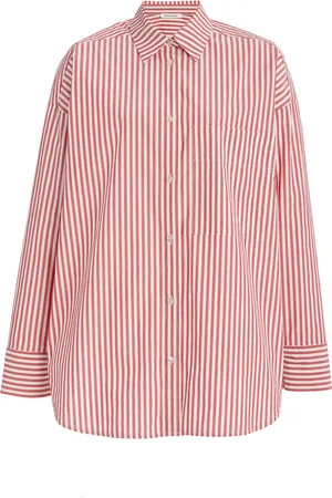 By Malene Birger Derris Oversized Striped Organic-Cotton Shirt, , FR 40