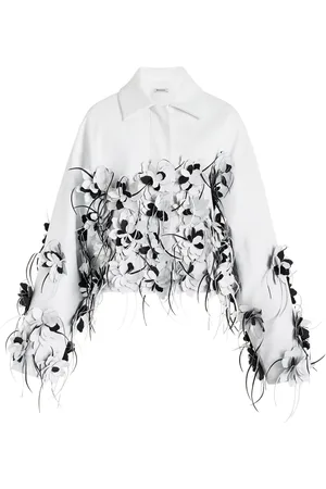 Simkhai Evrin Floral-Appliquéd Vegan Leather Jacket, , M