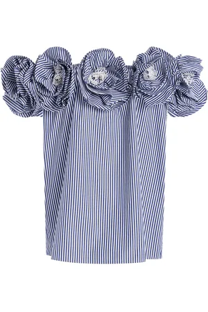Carolina Herrera Ruffled Cotton Off-The-Shoulder Top, , US 4