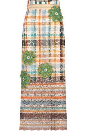 Silvia Tcherassi Shadia Embellished Cotton Midi Skirt, , S