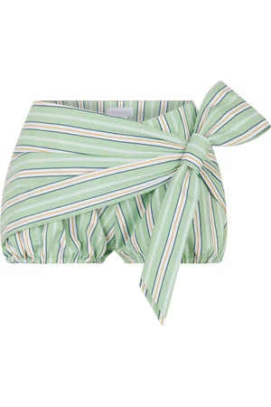 Paco rabanne Knot-Detailed Striped Cotton Shorts, , FR 36