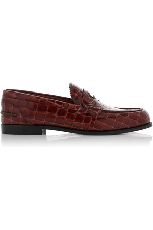 Christian Louboutin Donna Croc-Embossed Leather Penny Loafers, , IT 36