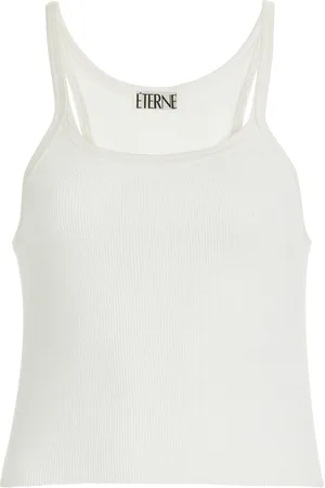 ÉTERNE Ribbed Cotton Tank Top, , XS