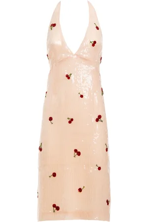 Des Phemmes Cherry-Sequined Halter-Neck Midi Dress, , IT 38