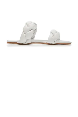 Miu Miu Puffy Braided Leather Slide Sandals, , IT 36