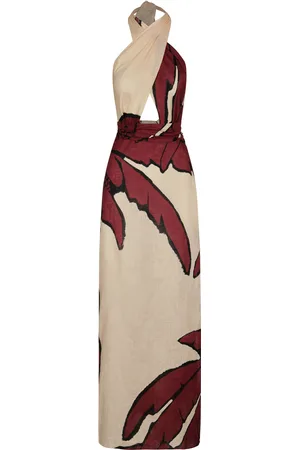 JOHANNA ORTIZ Wonders Of The Sea Halter Linen Maxi Dress, , US 12