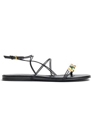 Khaite Loop Beaded Leather Sandals, , IT 40