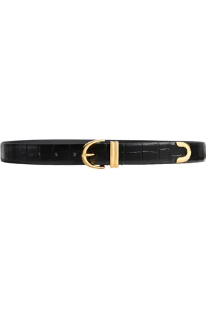 Khaite Bambi Skinny Croc-Effect Leather Belt, , 75 cm