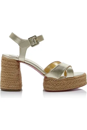 Christian Louboutin Calakala 85mm Metallic Leather Platform Sandals, , IT 37