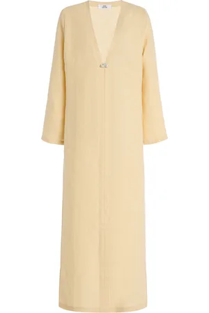 Sara Cristina Pearl-Embellished Linen Maxi Dress, , XL