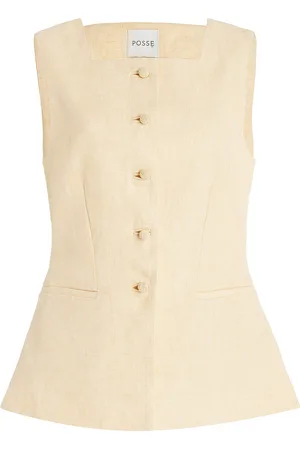 POSSE Rio Tailored Linen Vest , , XS